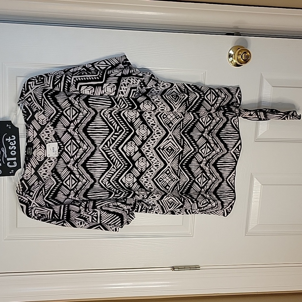Shannon Ford New York Blouse Black White XL New Short Sleeve
